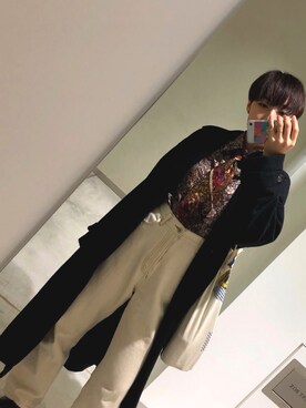 「kutir（クティール）のアイテム（ステンカラーコート）」を使った、tatti_さん（レディース・159cm）の冬コーディネート