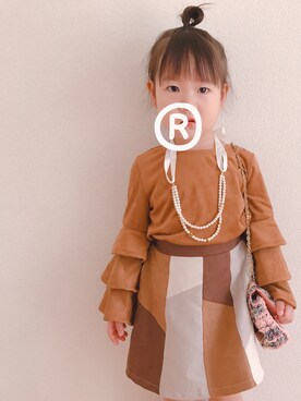 「petit main（プティマイン）のアイテム（アクセサリー）」を使った、きえっくまさん（キッズ・100cm）の冬コーディネート