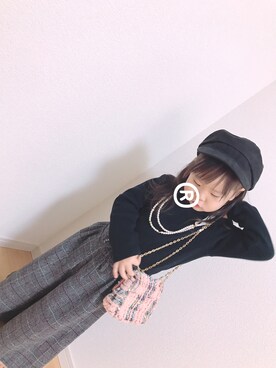 「petit main（プティマイン）のアイテム（アクセサリー）」を使った、きえっくまさん（キッズ・100cm）の冬コーディネート