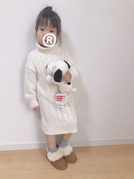 「UNIQLO（ユニクロ）のアイテム（その他）」を使った、きえっくまさん（キッズ・100cm）の冬コーディネート
