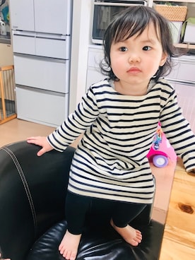 「無印良品（ムジルシリョウヒン）のアイテム（ワンピース/ドレス）」を使った、cocodesgraceさん（キッズ・60cm）の春コーディネート