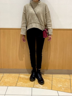 「ユニクロスキニー」｜ぽんずさん（レディース・166cm）の冬コーディネート