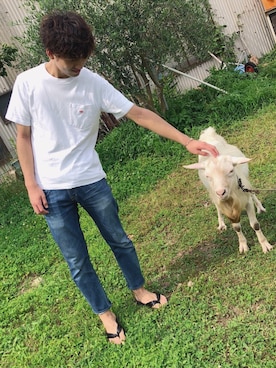 「乱痴気（ランチキ）のアイテム（サンダル）」を使った、しょうせいさん（メンズ・181cm）の夏コーディネート