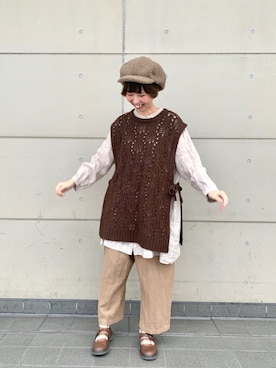 「ベストコーデ」｜「アイテム（キャスケット）」を使った、かとうさん（レディース・163cm）の秋コーディネート