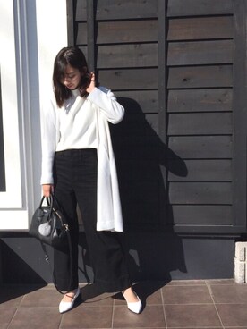 「UNIQLOU」｜「アイテム（ダウンジャケット/コート）」を使った、美沙季さん（レディース・161cm）の冬コーディネート