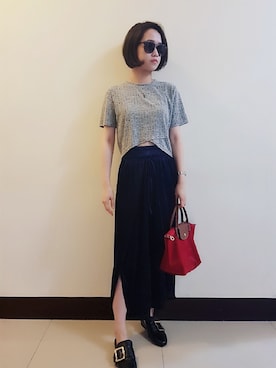 「WEAR」｜「アイテム（スリッポン）」を使った、Gemmaさん（レディース・156cm）の夏コーディネート