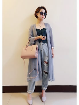 「STARMIMI（スターミミ）のアイテム（ジャケット/アウター）」を使った、Gemmaさん（レディース・156cm）の夏コーディネート