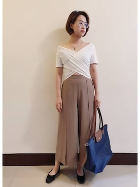 「通勤穿搭」｜「アイテム（バレエシューズ）」を使った、Gemmaさん（レディース・157cm）の秋コーディネート