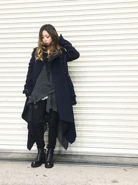 「KMRii（ケムリ）のアイテム（パンツ）」を使った、runaさん（レディース・155cm）の冬コーディネート