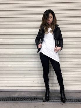 「ISAMU KATAYAMA BACKLASH（イサムカタヤマバックラッシュ）のアイテム（ジャケット/アウター）」を使った、runaさん（レディース・158cm）の冬コーディネート