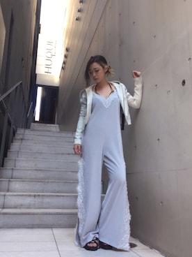 「ADDICT NOIR（アディクトノアー）のアイテム（オールインワン・サロペット）」を使った、runaさん（レディース・158cm）の秋コーディネート