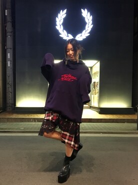 runaさんの「【MYne】刺繍タートルフーデットビックプルオーバー/embroidery turtle hooded big pullover」を使ったコーディネート