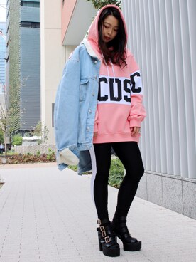 「GCDS」｜「アイテム（ジャケット/アウター）」を使った、runaさん（レディース・159cm）の秋コーディネート