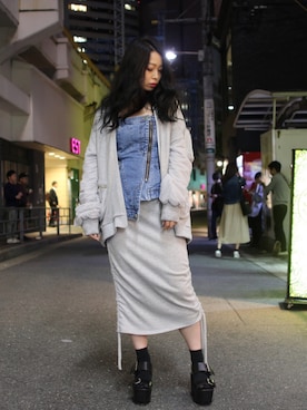 「ADDICT NOIR（アディクトノアー）のアイテム（ブルゾン）」を使った、runaさん（レディース・159cm）の秋コーディネート