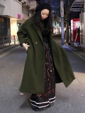 「ストリート服が好き」｜「アイテム（チェスターコート）」を使った、runaさん（レディース・159cm）の秋コーディネート