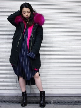 「ROYAL FLASH（ロイヤルフラッシュ）のアイテム（モッズコート）」を使った、runaさん（レディース・159cm）の秋コーディネート