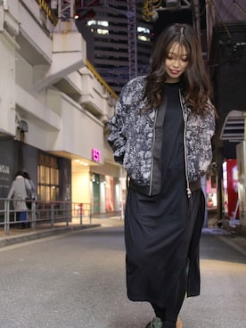 「KMRii」｜「アイテム（ブルゾン）」を使った、runaさん（レディース・159cm）の冬コーディネート