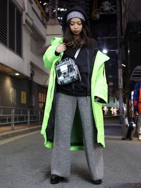 「ADDICT NOIR（アディクトノアー）のアイテム（オールインワン・サロペット）」を使った、runaさん（レディース・159cm）の冬コーディネート