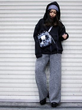 「ADDICT NOIR（アディクトノアー）のアイテム（オールインワン・サロペット）」を使った、runaさん（レディース・159cm）の冬コーディネート