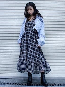 「ADDICT NOIR（アディクトノアー）のアイテム（ジャケット/アウター）」を使った、runaさん（レディース・159cm）の冬コーディネート