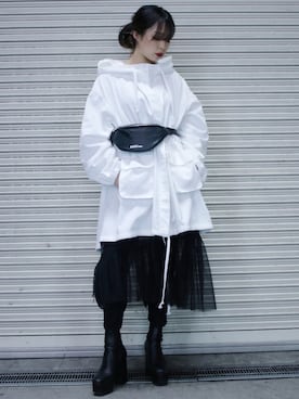 「ISAMU KATAYAMA BACKLASH（イサムカタヤマバックラッシュ）のアイテム（バッグ）」を使った、runaさん（レディース・159cm）の冬コーディネート