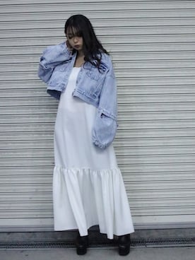 「ADDICT NOIR（アディクトノアー）のアイテム（ジャケット/アウター）」を使った、runaさん（レディース・159cm）の春コーディネート