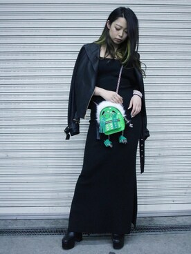 「ROYAL FLASH（ロイヤルフラッシュ）のアイテム（ライダースジャケット）」を使った、runaさん（レディース・159cm）の春コーディネート