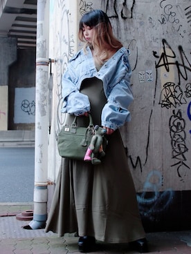 「ADDICT NOIR（アディクトノアー）のアイテム（ジャケット/アウター）」を使った、runaさん（レディース・159cm）の夏コーディネート