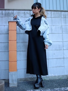 「ADDICT NOIR（アディクトノアー）のアイテム（ジャケット/アウター）」を使った、runaさん（レディース・159cm）の夏コーディネート