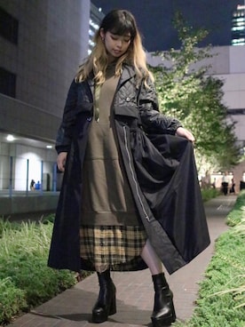 「ADDICT NOIR（アディクトノアー）のアイテム（ジャケット/アウター）」を使った、runaさん（レディース・159cm）の秋コーディネート