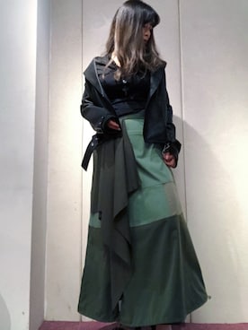 「ROYAL FLASH（ロイヤルフラッシュ）のアイテム（ライダースジャケット）」を使った、runaさん（レディース・159cm）の秋コーディネート