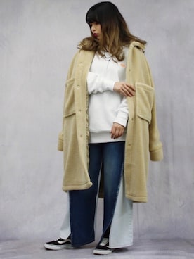 「SUPERTHANKS」｜「アイテム（スウェット）」を使った、runaさん（レディース・159cm）の秋コーディネート