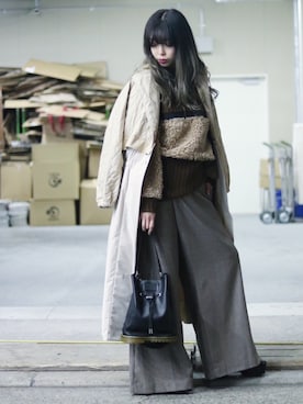 「ADDICT NOIR（アディクトノアー）のアイテム（ジャケット/アウター）」を使った、runaさん（レディース・159cm）の冬コーディネート