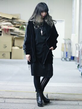 「KMRii（ケムリ）のアイテム（ジャケット/アウター）」を使った、runaさん（レディース・159cm）の冬コーディネート