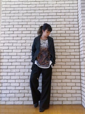 「ROYAL FLASH（ロイヤルフラッシュ）のアイテム（ライダースジャケット）」を使った、runaさん（レディース・159cm）の冬コーディネート