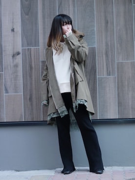「ADDICT NOIR（アディクトノアー）のアイテム（ジャケット/アウター）」を使った、runaさん（レディース・159cm）の春コーディネート