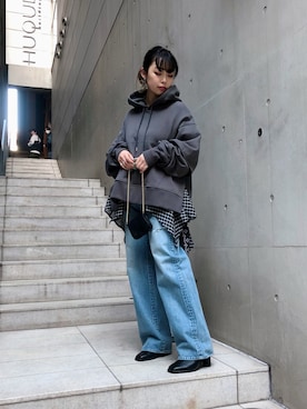 「ISAMU KATAYAMA BACKLASH（イサムカタヤマバックラッシュ）のアイテム（バッグ）」を使った、runaさん（レディース・159cm）の春コーディネート