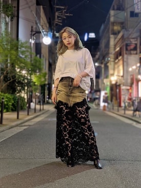 「SUPERTHANKS」｜「アイテム（スカート）」を使った、runaさん（レディース・159cm）の春コーディネート