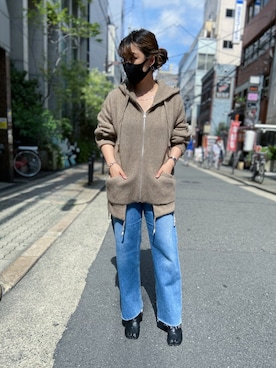「Maison Margiela（メゾンマルジェラ）のアイテム（ブーツ）」を使った、runaさん（レディース・159cm）の秋コーディネート