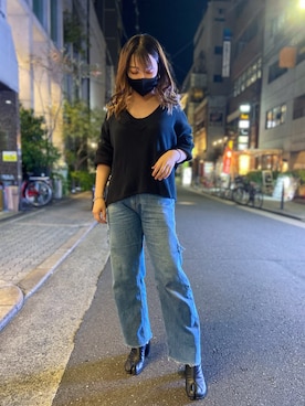 「Maison Margiela（メゾンマルジェラ）のアイテム（ブーツ）」を使った、runaさん（レディース・159cm）の秋コーディネート