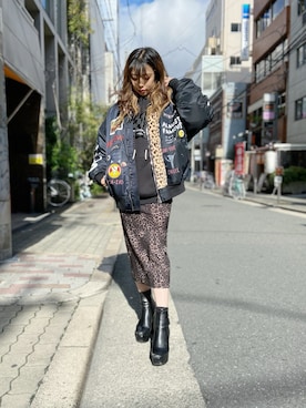 「アニマル」｜「アイテム（ワンピース/ドレス）」を使った、runaさん（レディース・159cm）の秋コーディネート