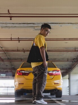 「Mania（マニア）のアイテム」を使った、Wilson🇹🇼さん（メンズ・177cm）の春コーディネート