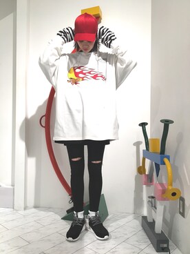 「L.H.P（エルエイチピー）のアイテム（キャップ）」を使った、Hikaru Shimizuさん（レディース・165cm）の春コーディネート