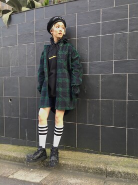 「Danke schon」｜「アイテム（ハンチング/ベレー帽）」を使った、Hikaru Shimizuさん（レディース・165cm）の秋コーディネート