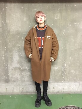 「L.H.P（エルエイチピー）のアイテム（スウェット）」を使った、Hikaru Shimizuさん（レディース・165cm）の冬コーディネート