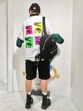 「RIPNDIP（リップンディップ）のアイテム」を使った、Hikaru Shimizuさん（レディース・165cm）の春コーディネート