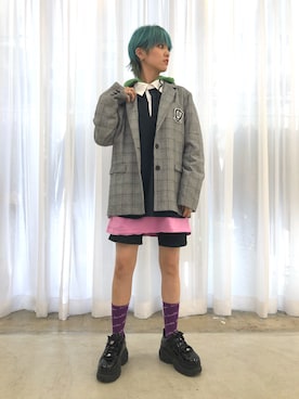 「Chica（チカ）のアイテム（ジャケット/アウター）」を使った、Hikaru Shimizuさん（レディース・165cm）の秋コーディネート