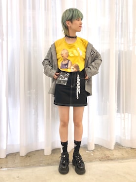 「Chica（チカ）のアイテム（ジャケット/アウター）」を使った、Hikaru Shimizuさん（レディース・165cm）の秋コーディネート