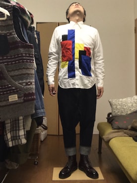 「GANRYU（ガンリュウ）のアイテム（トップス）」を使った、ikutaroさん（メンズ・177cm）の冬コーディネート