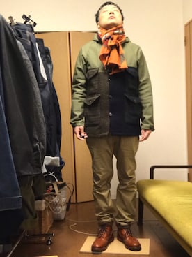 「Nigel Cabourn（ナイジェルケーボン）のアイテム（その他アウター）」を使った、ikutaroさん（メンズ・177cm）の春コーディネート